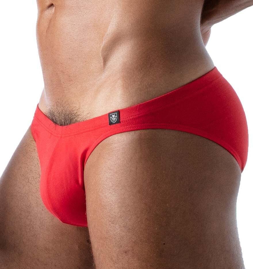 roter Herren Mini-Slip 'FRENCH BIKINI' im sexy Low-Cut von TOF Paris, Seitenansicht