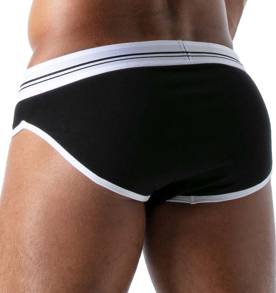 schwarzer TOF Paris Herren Slip 'FRENCH BRIEFS' mit sexy Cut-Out Schnitt, Rückansicht