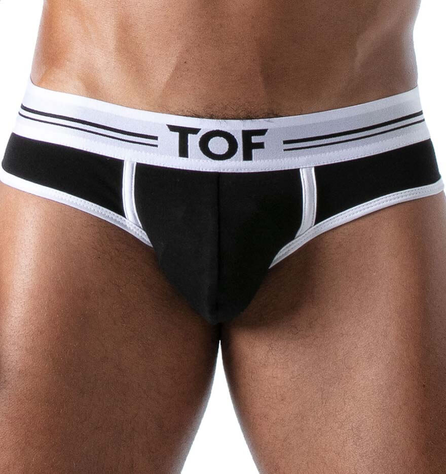 schwarzer TOF Paris Herren Slip 'FRENCH BRIEFS' mit sexy Cut-Out Schnitt, Frontansicht