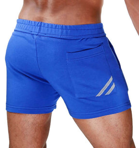 kurze Slim Fit Sporthose 'PARIS SHORTS' von TOF in blau, Rückansicht