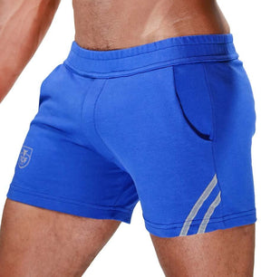 kurze Slim Fit Sporthose 'PARIS SHORTS' von TOF in blau, Seitenansicht